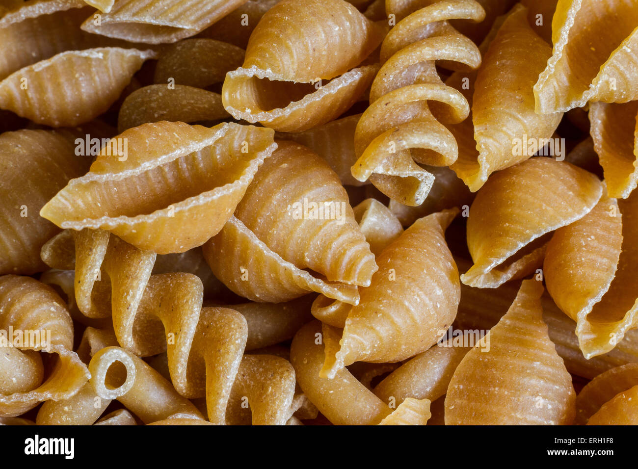 Un échantillonnage de l'Italien des pâtes de blé entier. Ce type de pâtes est plus bas sur l'index glycémique ce qui en fait un choix plus sain. Banque D'Images