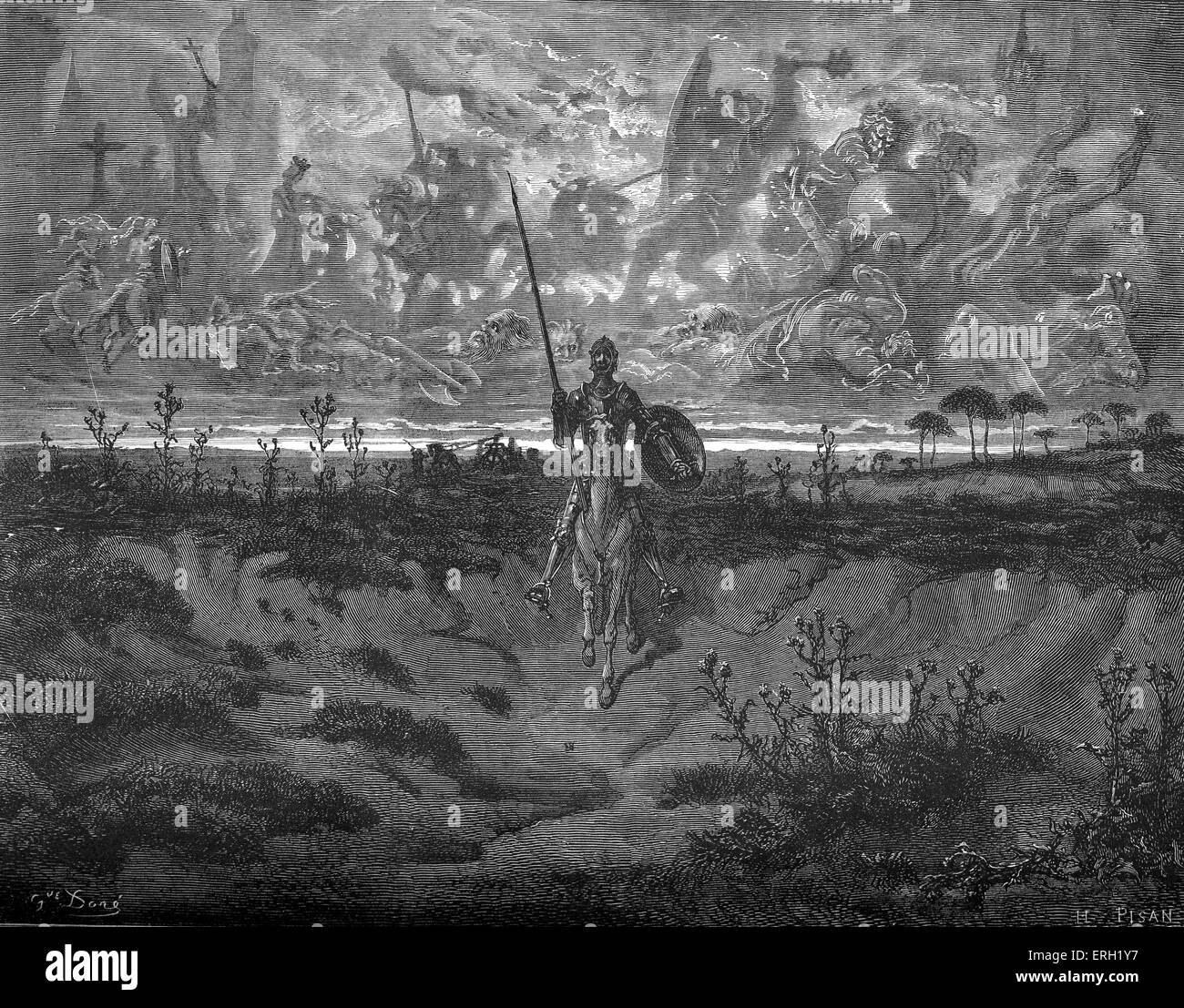 L'histoire de Don Quichotte de la Manche écrit par Miguel de Cervantes , auteur espagnol, et illustré par Gustave Dore. Banque D'Images