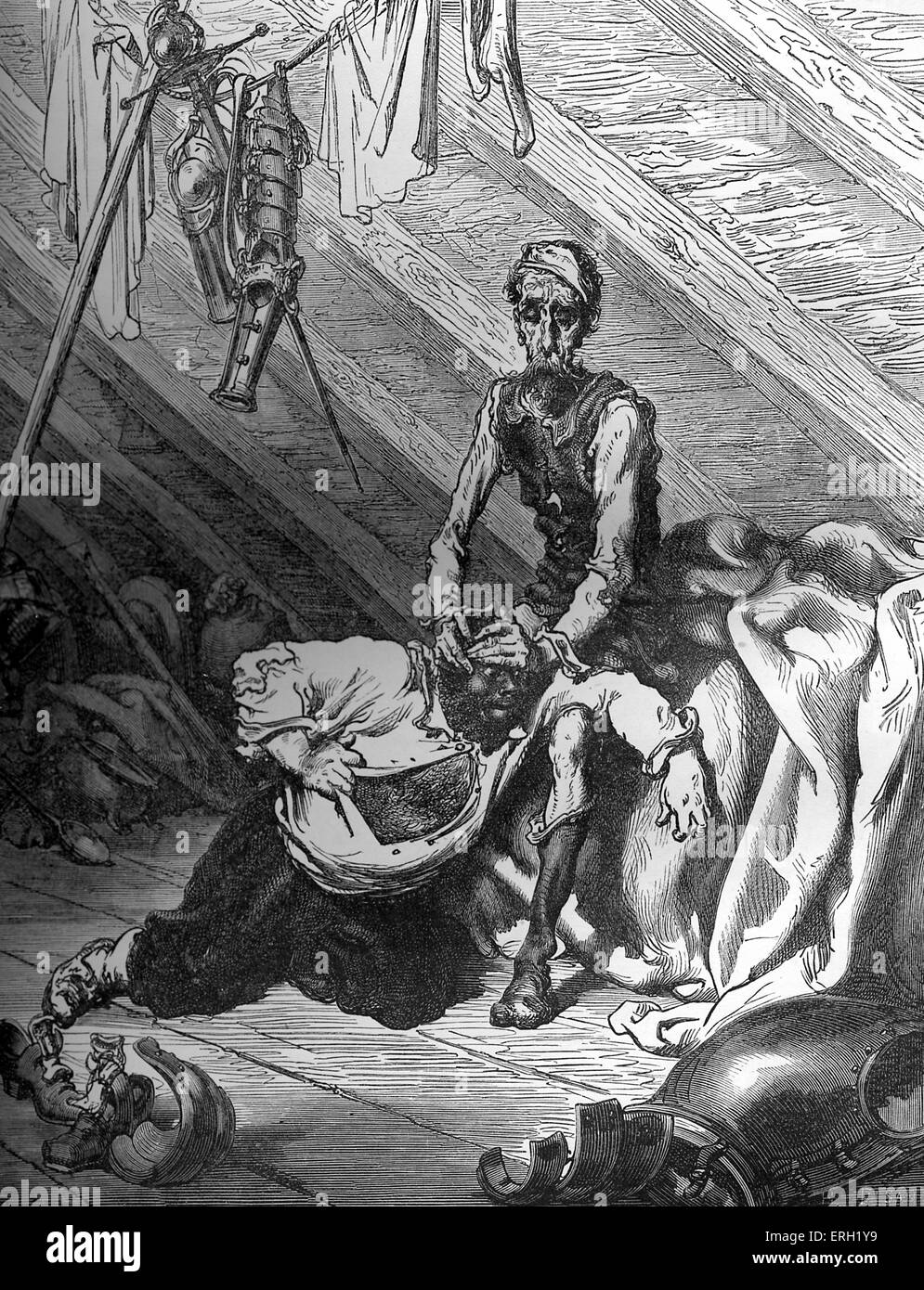 L'histoire de Don Quichotte de la Manche écrit par Miguel de Cervantes , auteur espagnol, et illustré par Gustave Dore. Banque D'Images