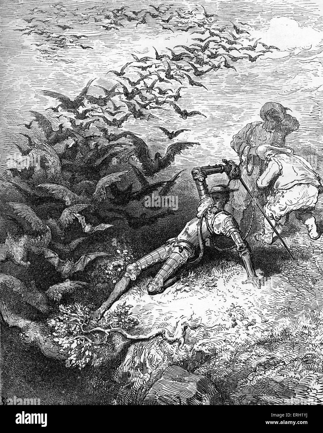 L'histoire de Don Quichotte de la Manche écrit par Miguel de Cervantes , auteur espagnol, et illustré par Gustave Dore. Banque D'Images