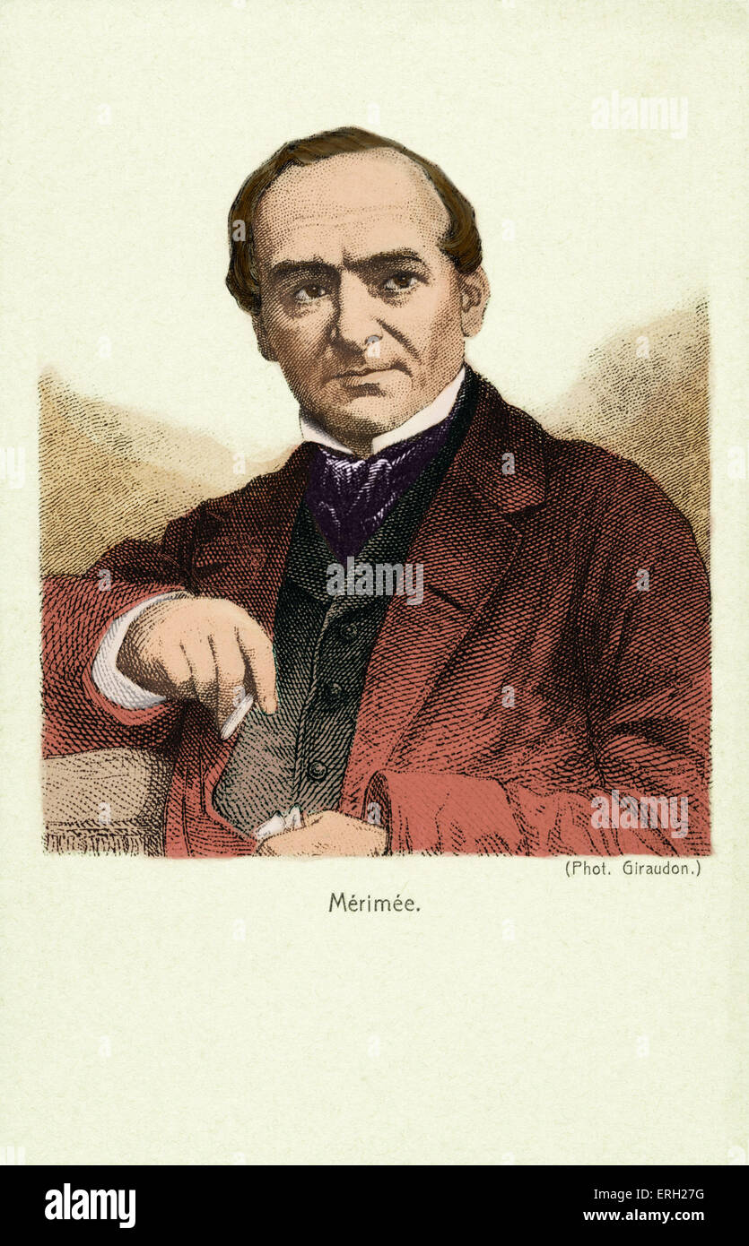 Prosper Mérimée - dramaturge français. PM : 28 septembre 1803- 23 septembre 1870. Version colorisée. Banque D'Images