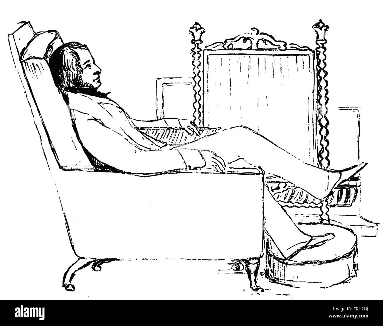 Henry Wadsworth Longfellow, 1847, Craigie house. Poète et universitaire américain. 27 février 1807 - 24 mars 1882. Banque D'Images