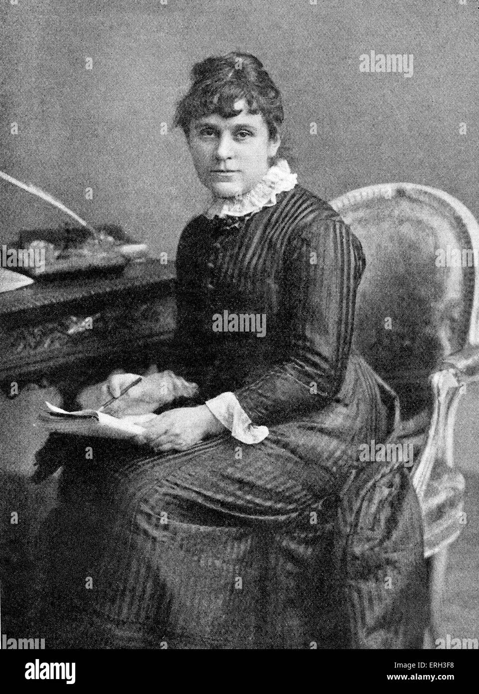 Kate Greenaway, 1880. Portrait de l'auteur de livres pour enfants à son bureau. Illustratrice de livres pour enfants en anglais et écrivain, 17 Banque D'Images