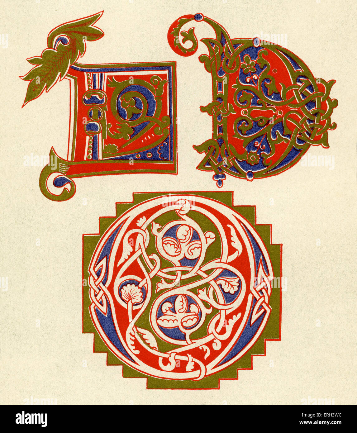 Lettres illuminées D et O. dixième siècle. (Source 1886). Banque D'Images