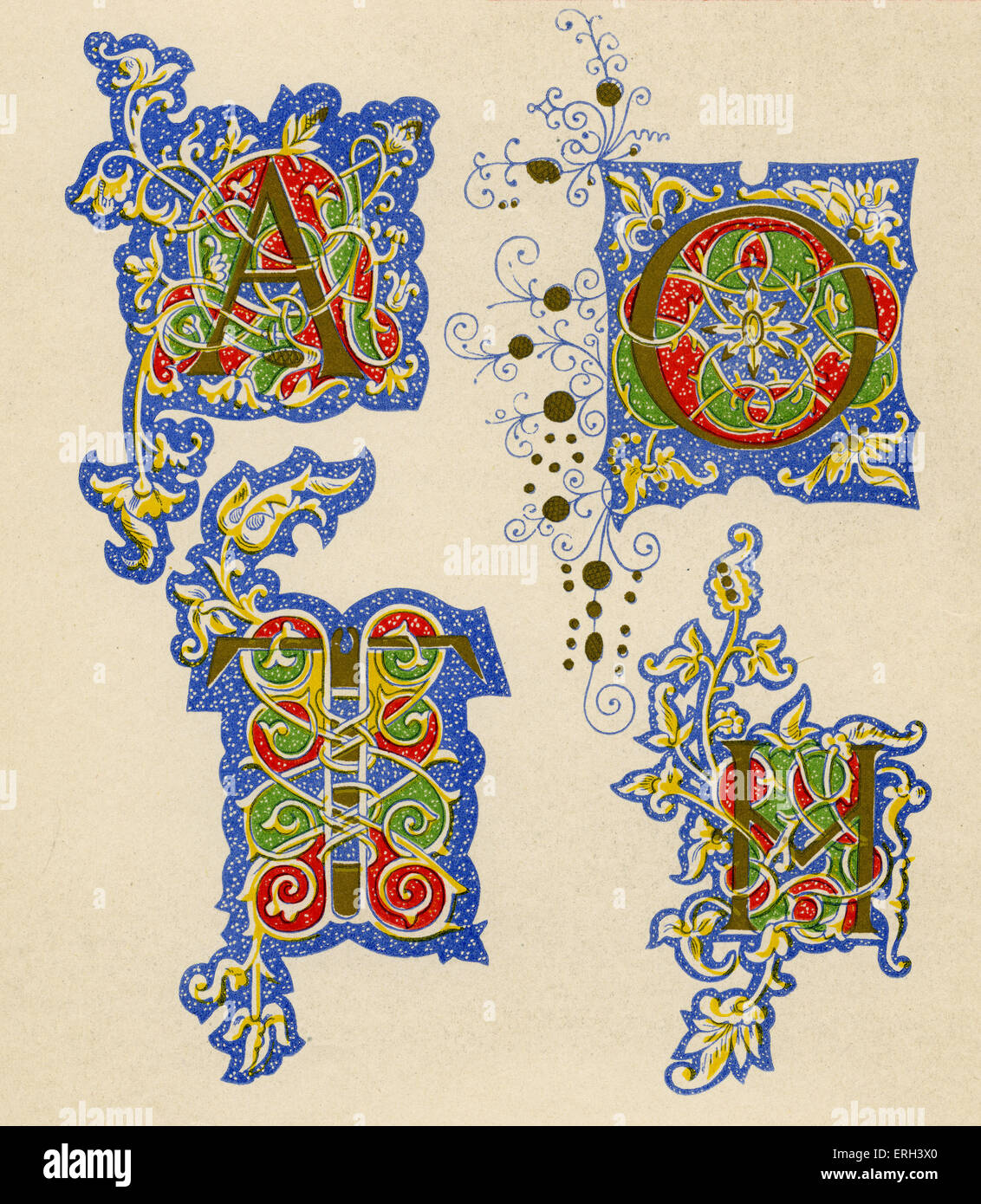 Allumé en lettres A, O, T et M. xve siècle. (Source 1886). Banque D'Images
