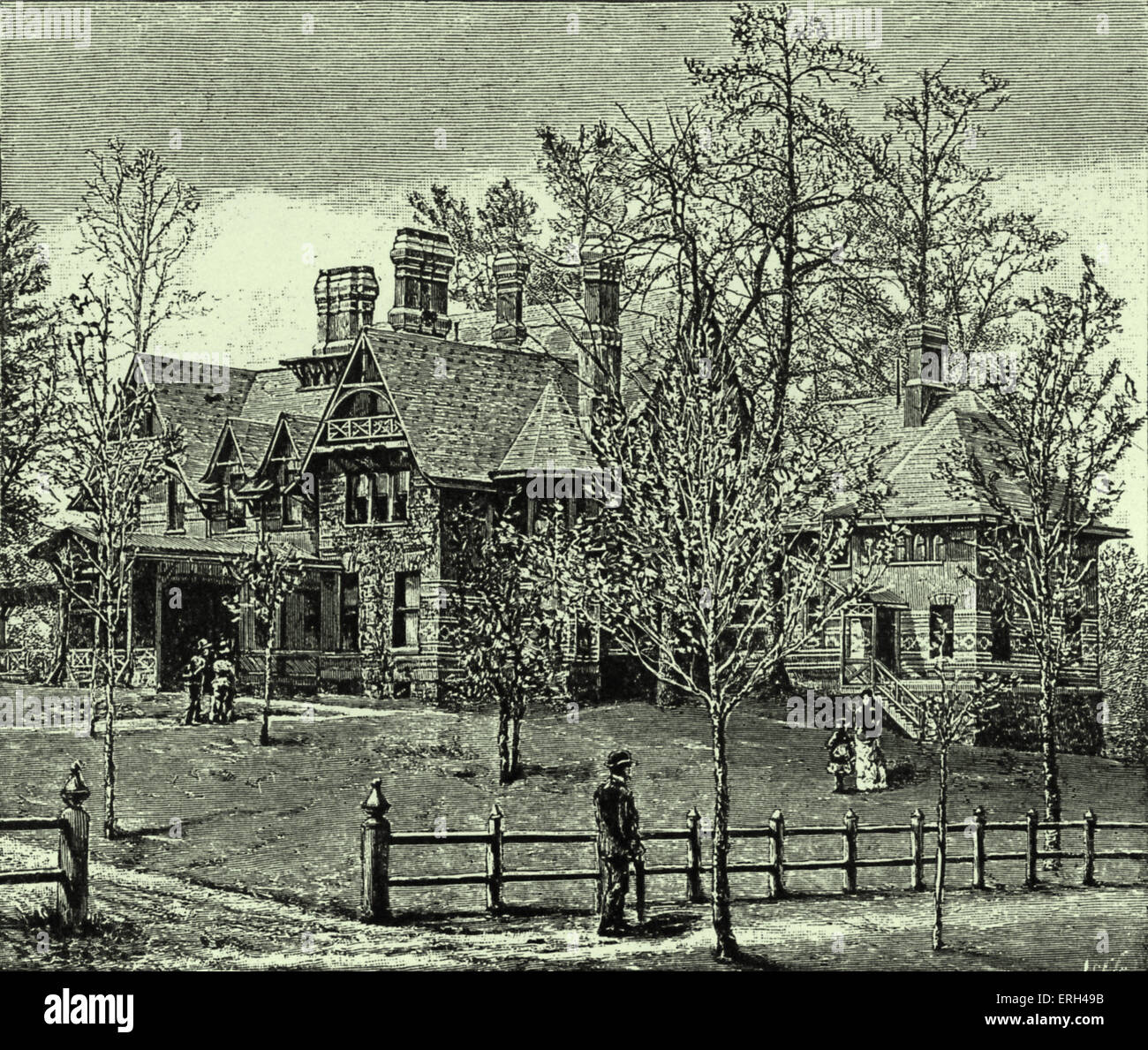 Mark Twain's home à Hartford, États-Unis. Mark Twain (nom de plume de Destouches ) - L'auteur américaine, satiriste, Banque D'Images