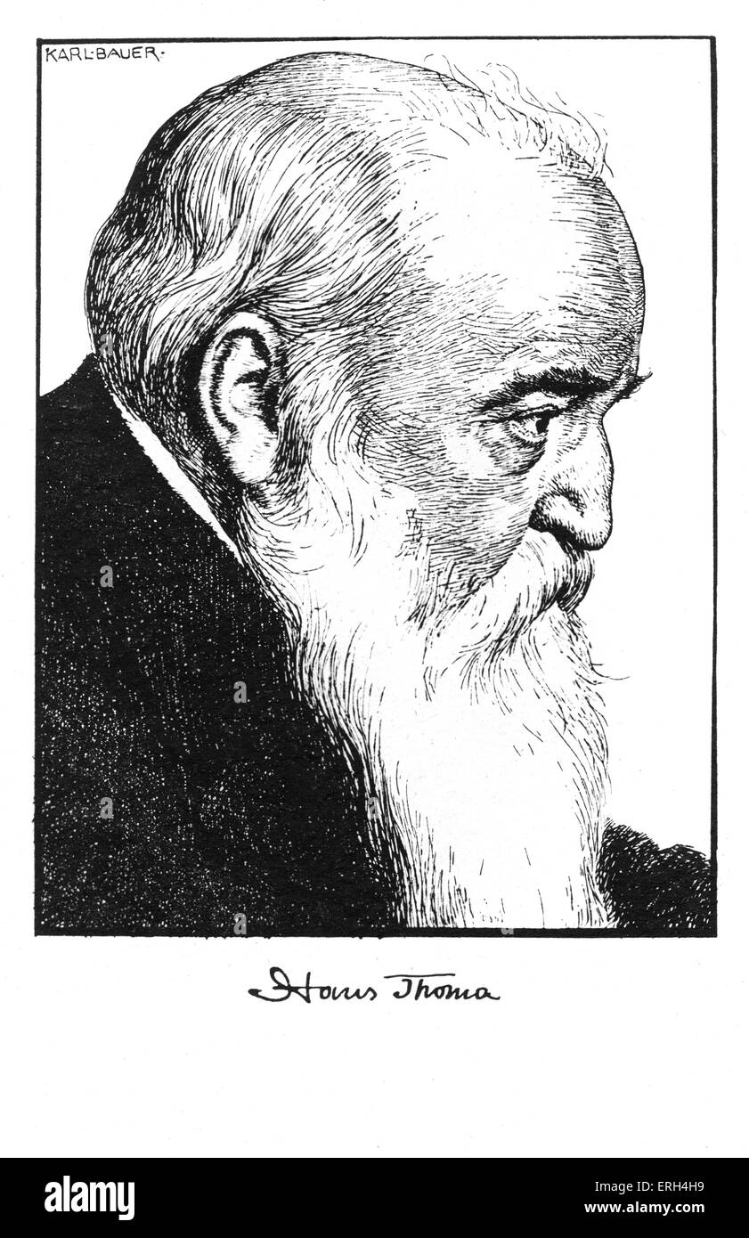 Hans Thoma, portrait avec signature. Peintre allemand2 Octobre 1839 - 7 novembre 1924 Banque D'Images