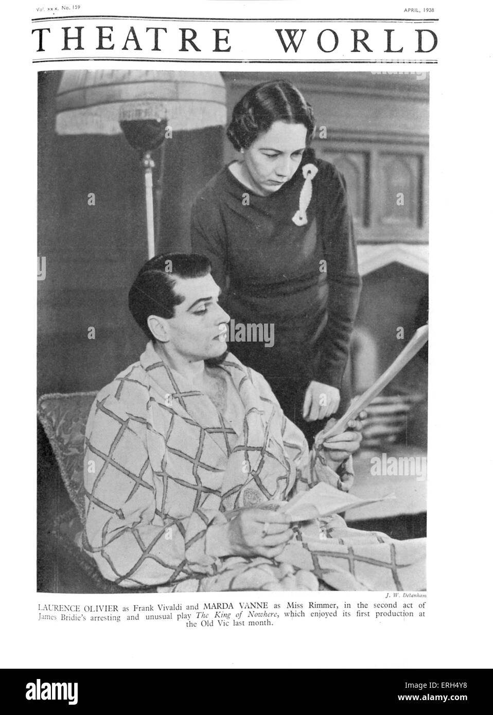 'Le Roi de nulle part' par James Bridie avec Laurence Olivier comme Frank Vivaldi et Marda Vanne que Miss Rimmer, Acte II, à l'ancienne Banque D'Images