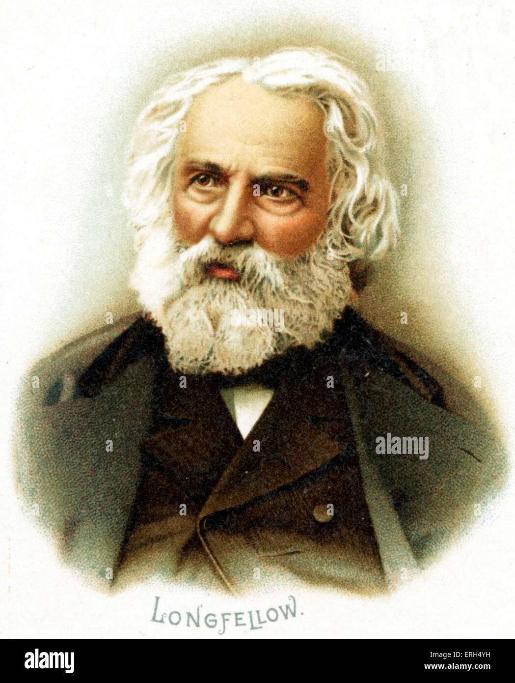 Henry Wadsworth Longfellow - portrait. Le poète américain, 27 février 1807- 24 mars 1882. Banque D'Images