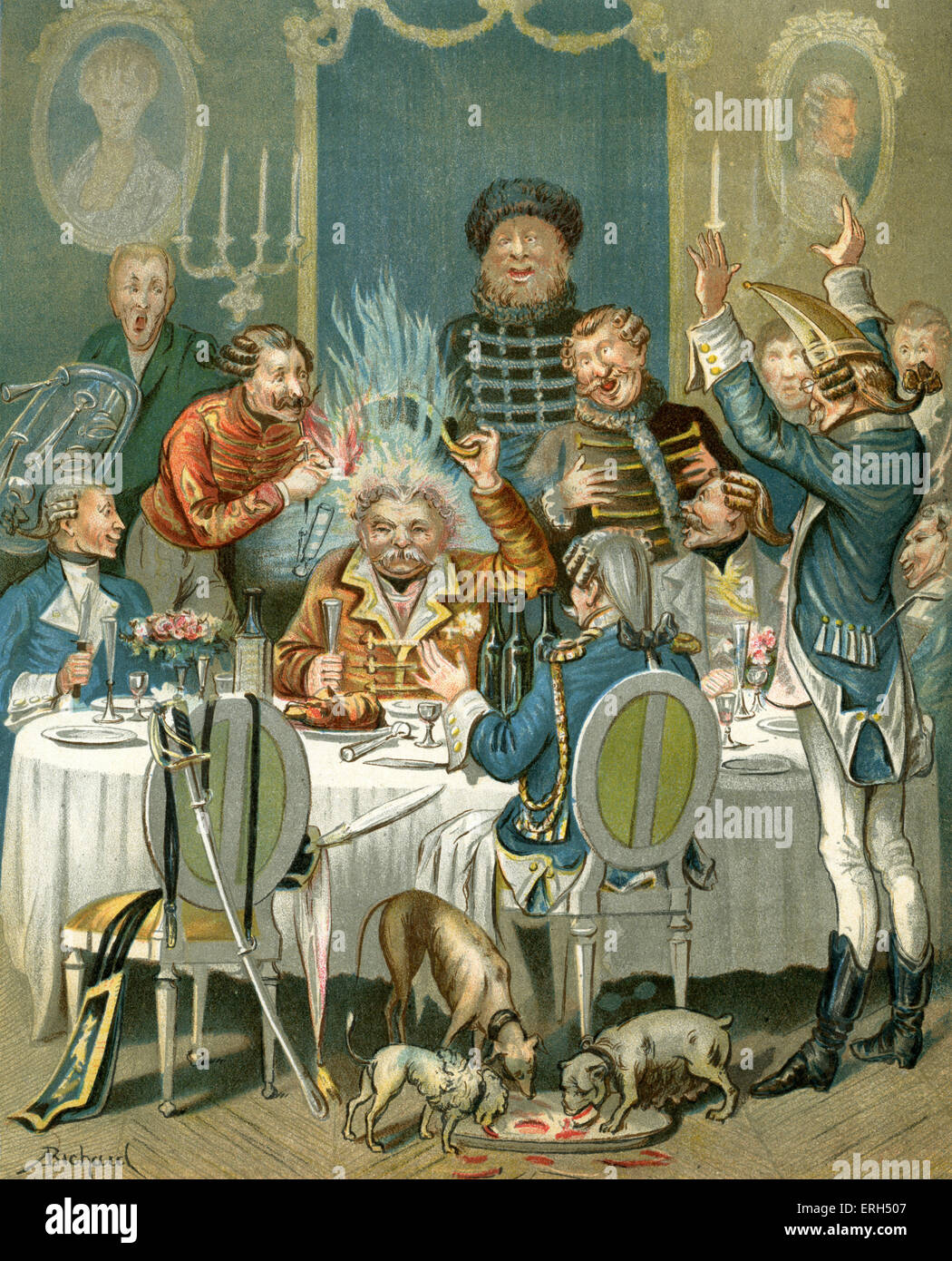 "Les Aventures du Baron Munchausen' illlustrated par Alphonse Adolphe Bichard (b. 1841). Sous-titre suivant : 'Je me suis placé avec mon Banque D'Images