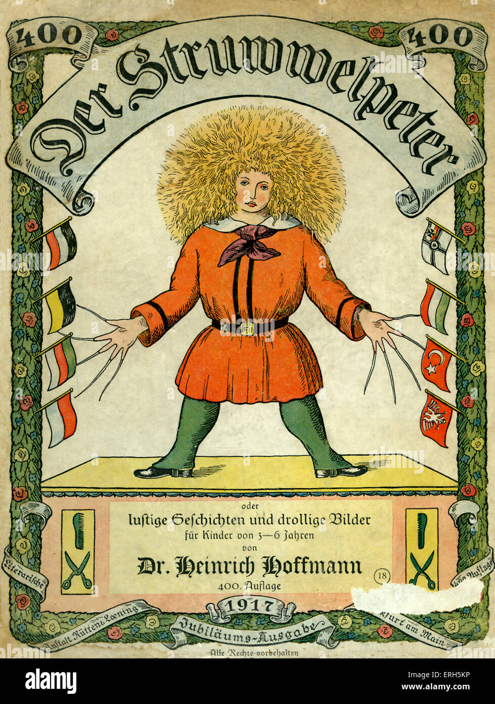 Der Struwwelpeter par le Dr Heinrich Hoffmann [couverture], 400 e édition, publiée en 1917. Enfants allemands, livre, publié pour la première fois Banque D'Images