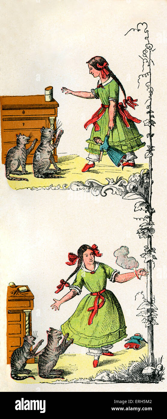 Der Struwwelpeter [Pierre] choc par le Dr Heinrich Hoffmann. La très triste histoire avec le feu plus léger [Die gar traurige Banque D'Images