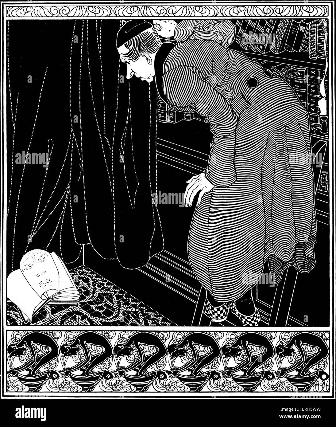 Le lecteur de Robert Louis Stevenson, illustration par E. R. Herman (dates inconnues). À partir de 'Fables' par RL Stevenson, publié en 1914. Romancier, poète écossais, billet d'auteur, 13 novembre 1850- 3 décembre 1894. Banque D'Images