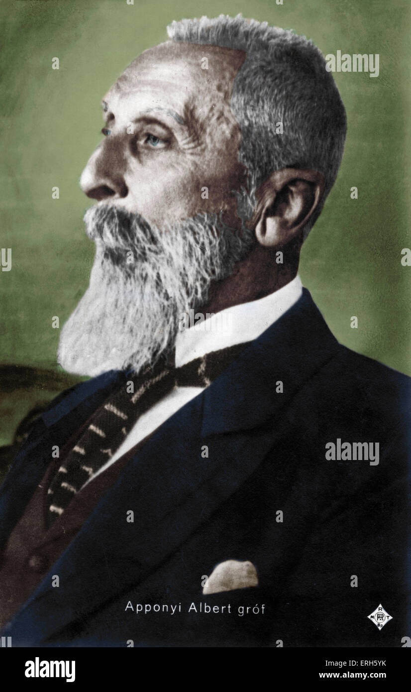 Albert Apponyi - portrait - homme politique hongrois, amis écrivains avec Liszt et Wagner - 29 mai 1846 - 7 février 1933. Dans Banque D'Images