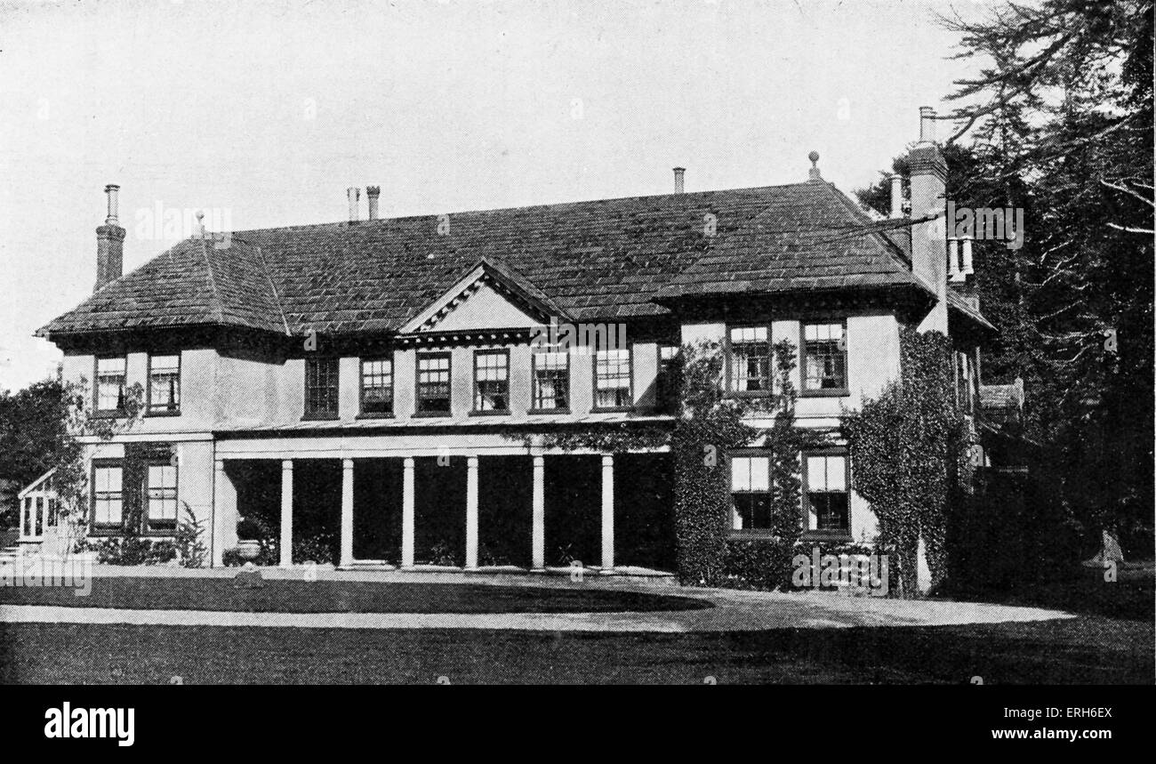 Percy Bysshe Shelley - la maison natale de place sur le terrain, Broadbridge Heath, près de Horsham, Sussex de l'Ouest. D'une gravure d'A. Evershed. PBS : poète romantique anglais, 4 août 1792 - 8 juillet 1822. Banque D'Images