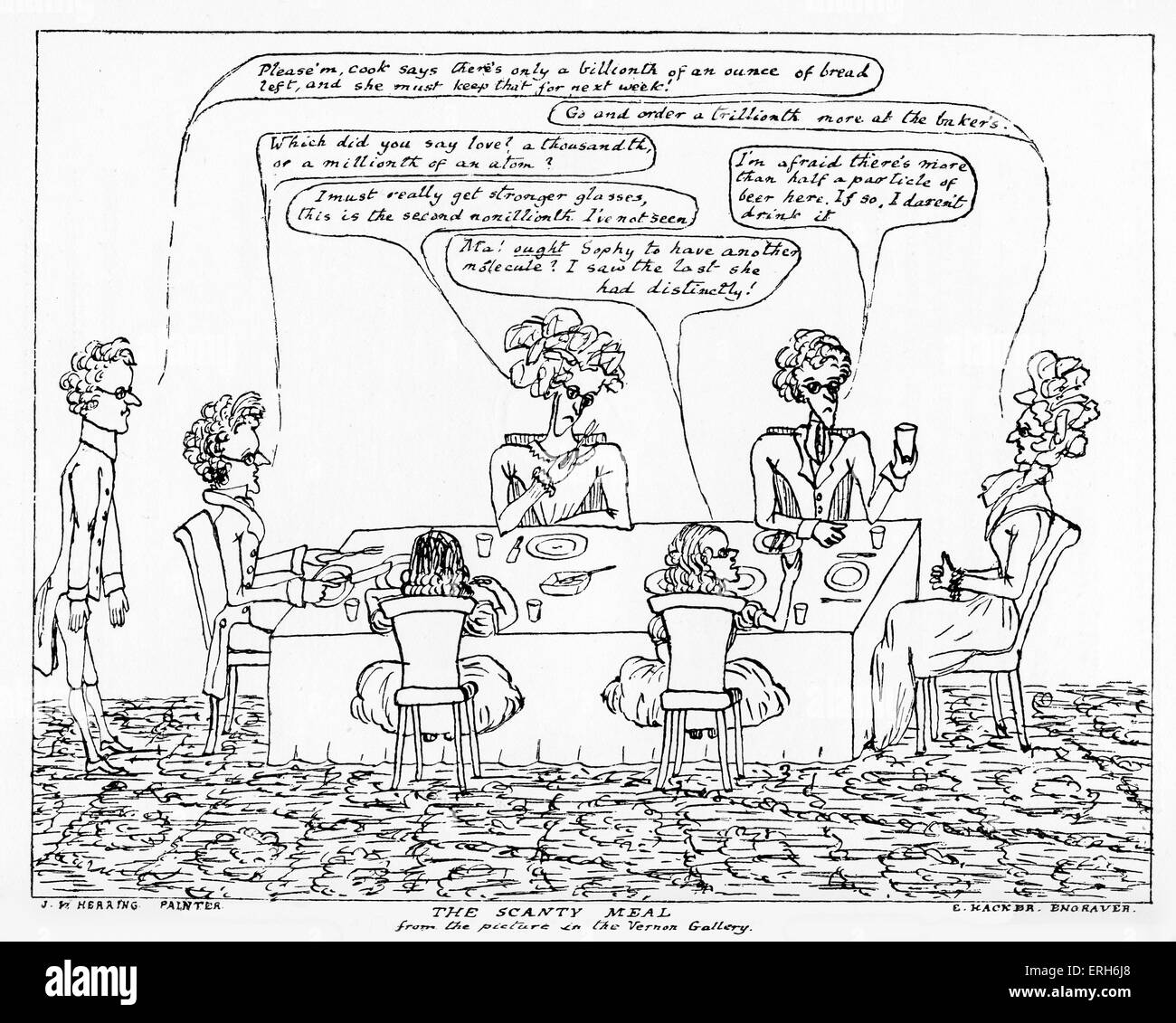 Caricature anti- homoepathy par Lewis Carroll, intitulée "Les maigres repas'. Publié dans le presbytère parapluie, magazine local Banque D'Images