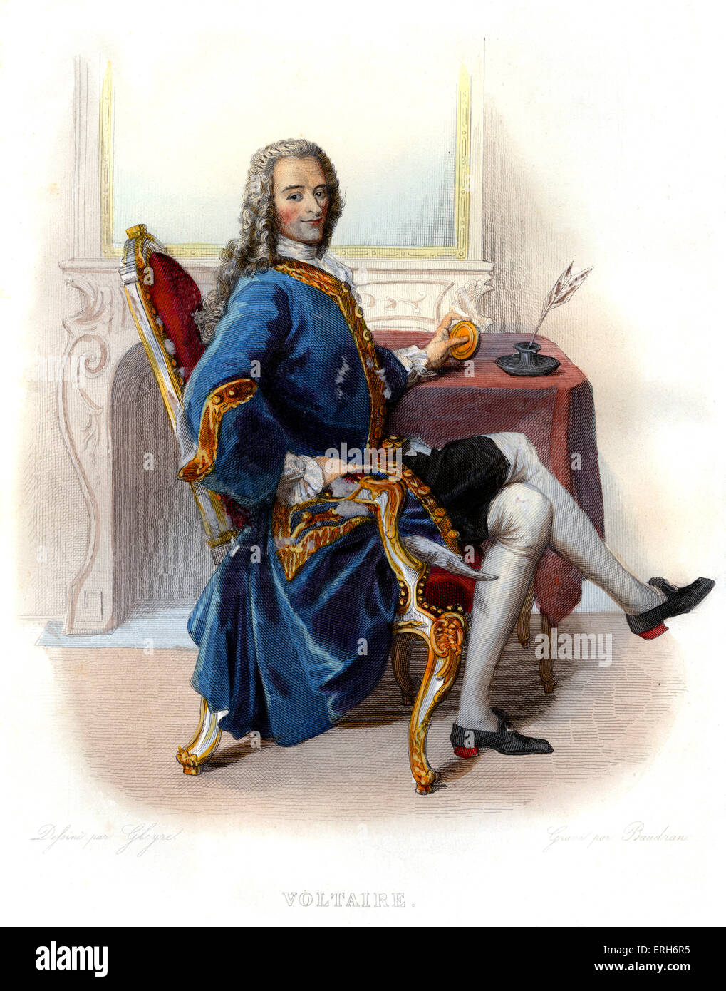 François-Marie Arouet, connu sous le nom de plume Voltaire. L'écrivain français des lumières, historien et philosophe. 1694 - 1778. Banque D'Images