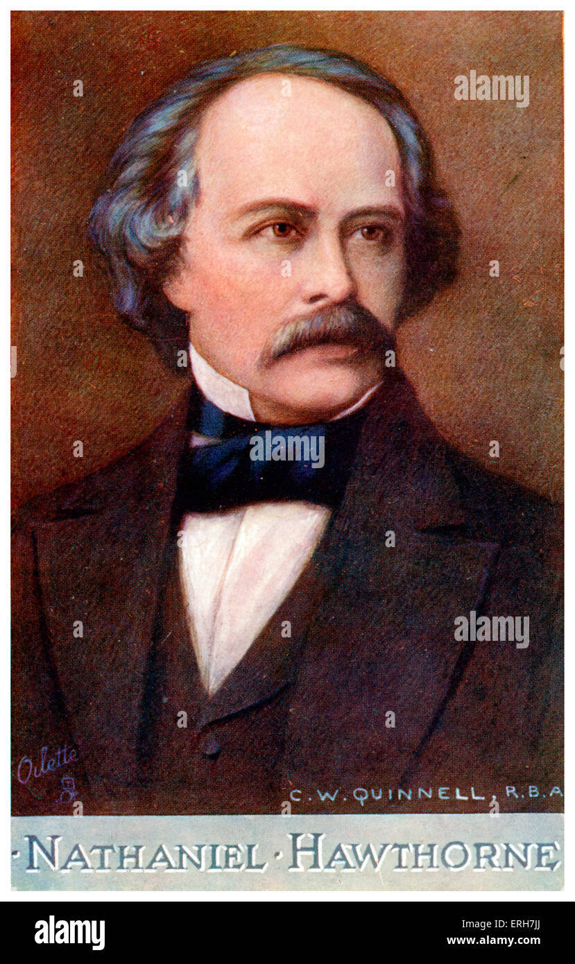 Nathaniel Hawthorne - portrait par C W Quinnell. Écrivain et conteur 4 Juillet 1804 - 19 mai 1864 Banque D'Images