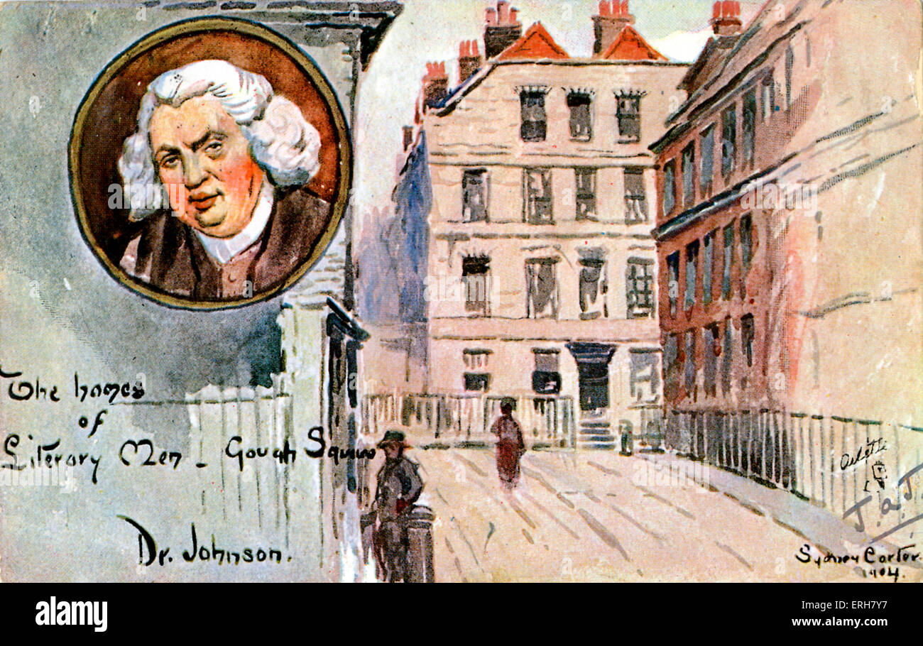 Le Dr Samuel Johnson 's home à Gough Square, Londres par Sydney Carter 1904. Auteur et essayiste Anglais : 18 septembre 1709 - 13 Banque D'Images