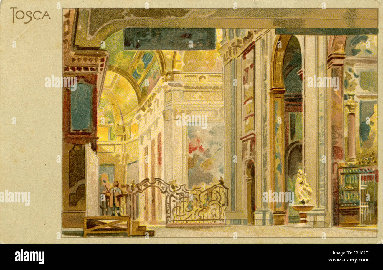 Tosca de Giacomo Puccini - décor de théâtre. Compositeur italien : 22 décembre 1858 - 29 novembre 1924. Banque D'Images