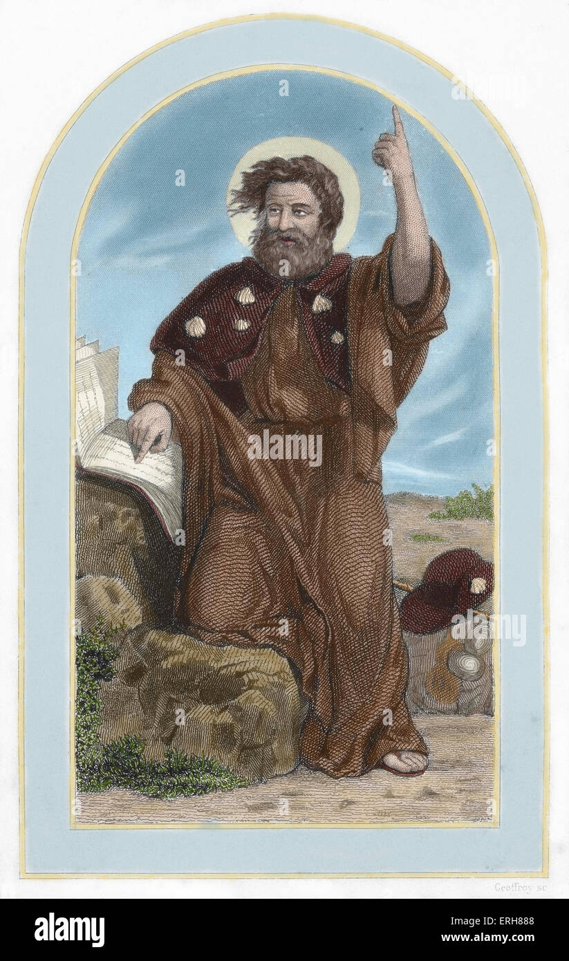 Saint Jacques le Majeur (1e siècle44AD). Apôtre et martyr. Gravure en