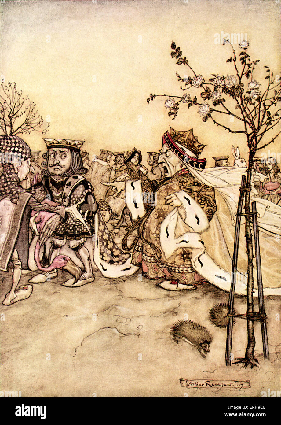 L''Alice au Pays des merveilles de Lewis Carroll (Charles Lutwidge Dodgson). Sous-titre suivant :'La reine au croquet Match' - 'La Banque D'Images