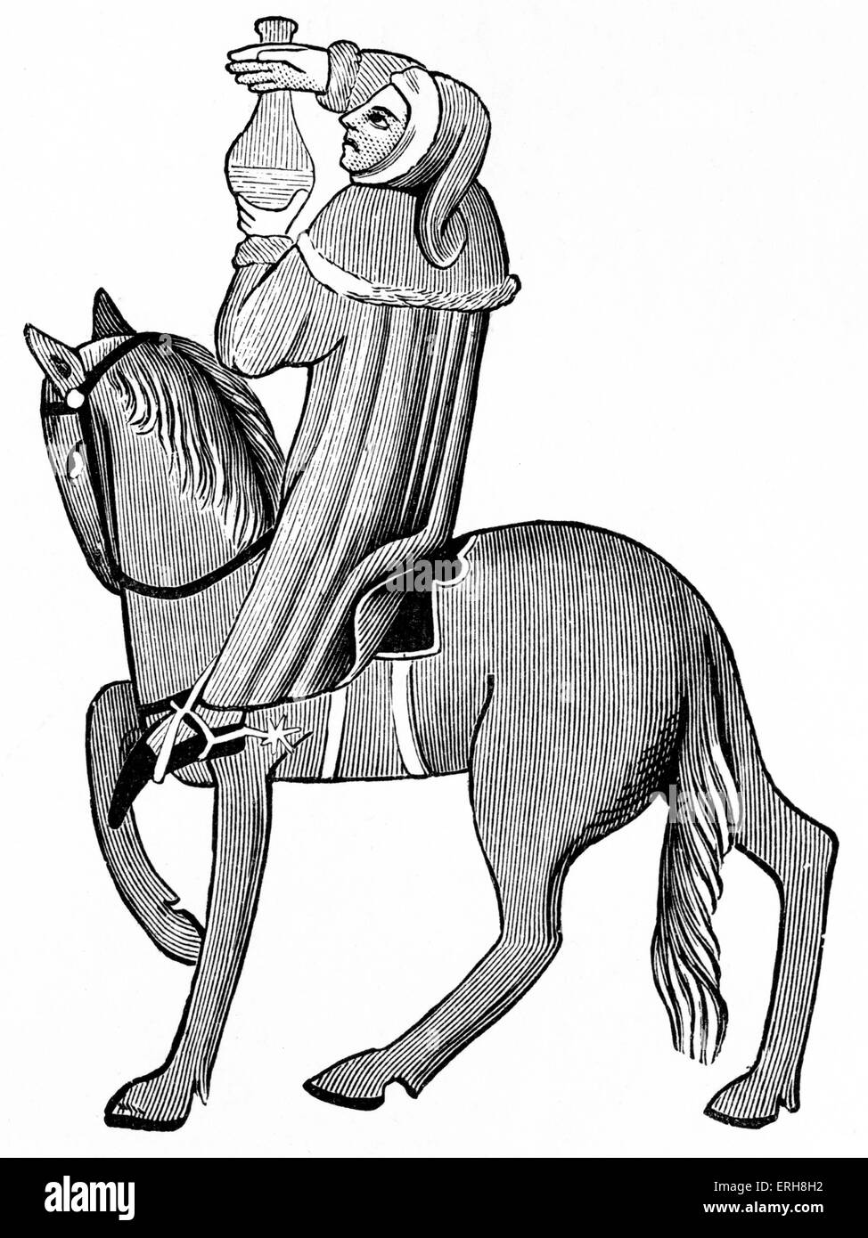 Geoffrey Chaucer ' s Contes de Canterbury - Le médecin de la physique à cheval. Poète anglais, c. 1343-1400. Mauscript de Ellesmere Banque D'Images