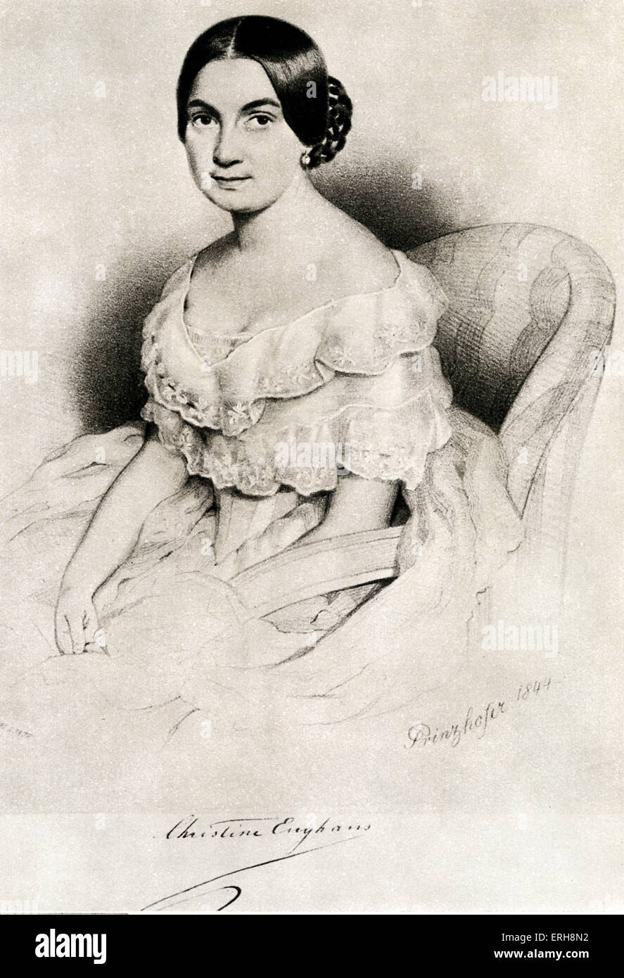 Christine Enghaus - L'actrice allemande et l'épouse de Christian Friedrich Hebbel. 9 février 1815 - 29 juin 1910. Lithographie de Banque D'Images