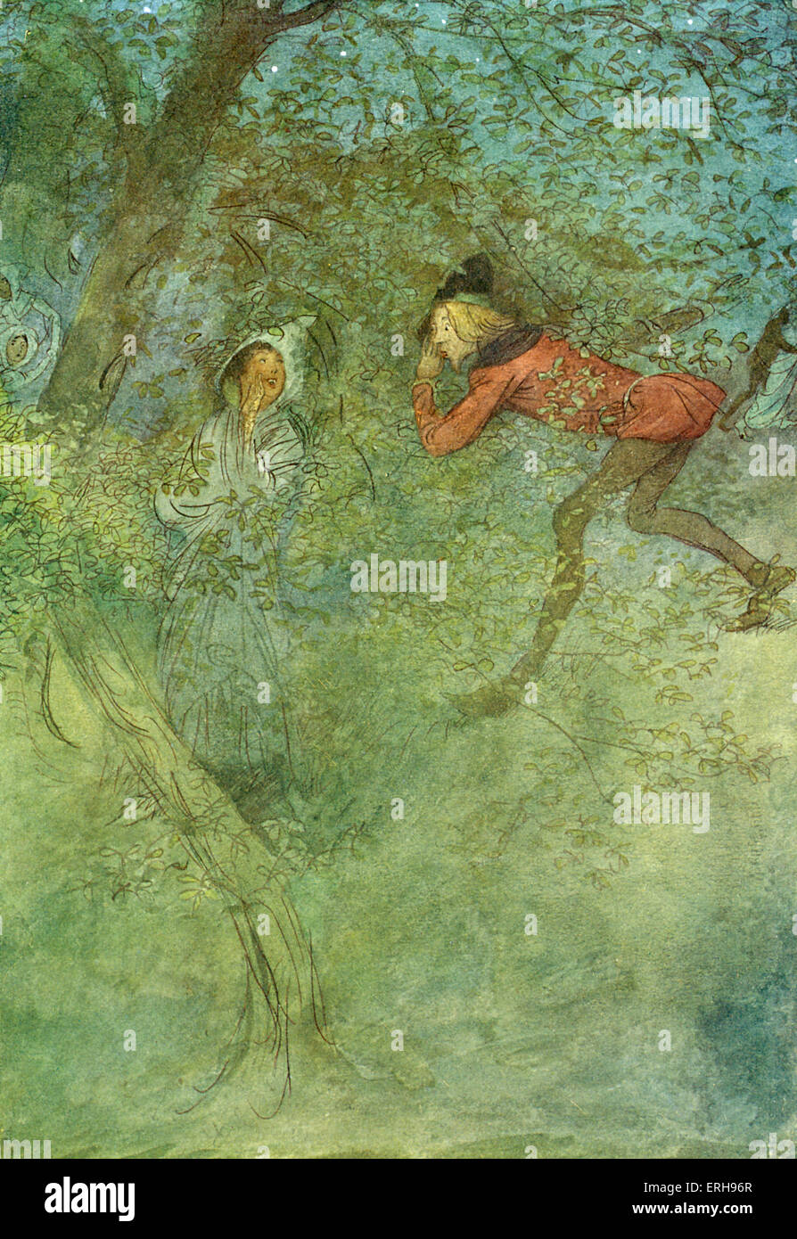 Les Joyeuses Commeres De Windsor De William Shakespeare Illustration Par Hugh Thomson 1910 Acte V Scene V Legende Mince Je Suis Alle Vers Elle Et S Ecria Mum Et Et Elle