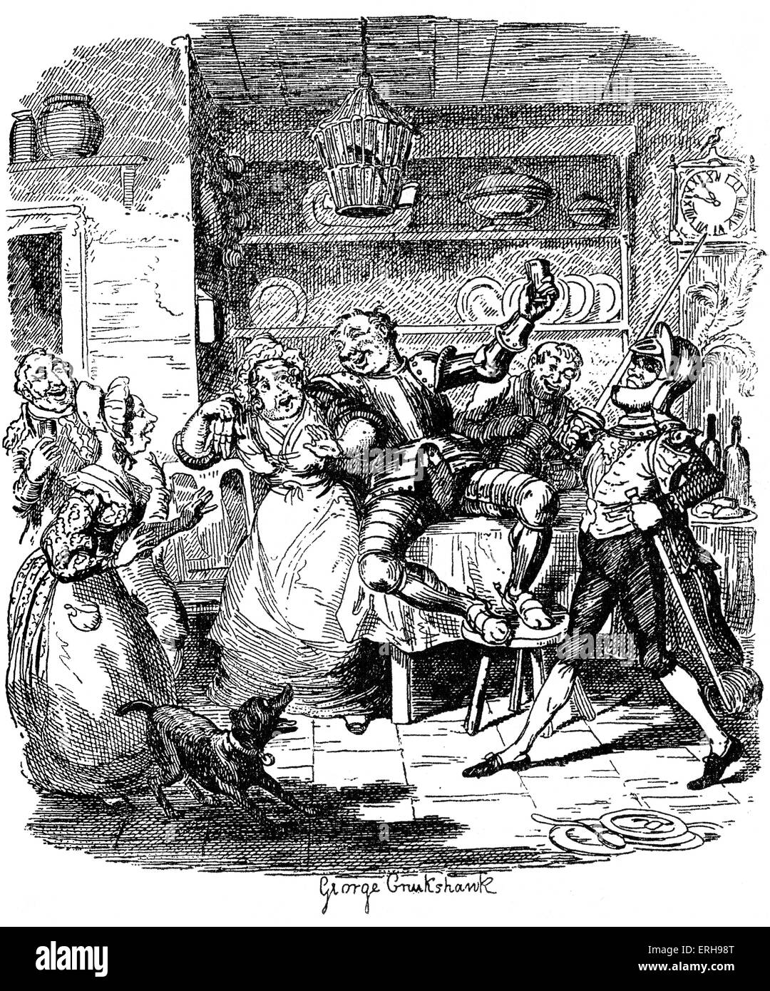 Esquisses par Boz : Illustration de tous les jours et la vie des gens de tous les jours de Charles Dickens. Scène : 'Ned Twigger dans la cuisine de Banque D'Images
