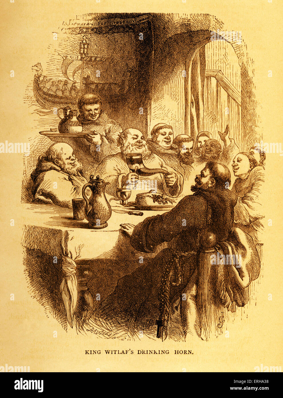 Poème de Henry Wadsworth Longfellow 'Roi Witlaf potable'', de l'avertisseur sonore de son recueil de poésie "la mer et le coin du feu" Banque D'Images