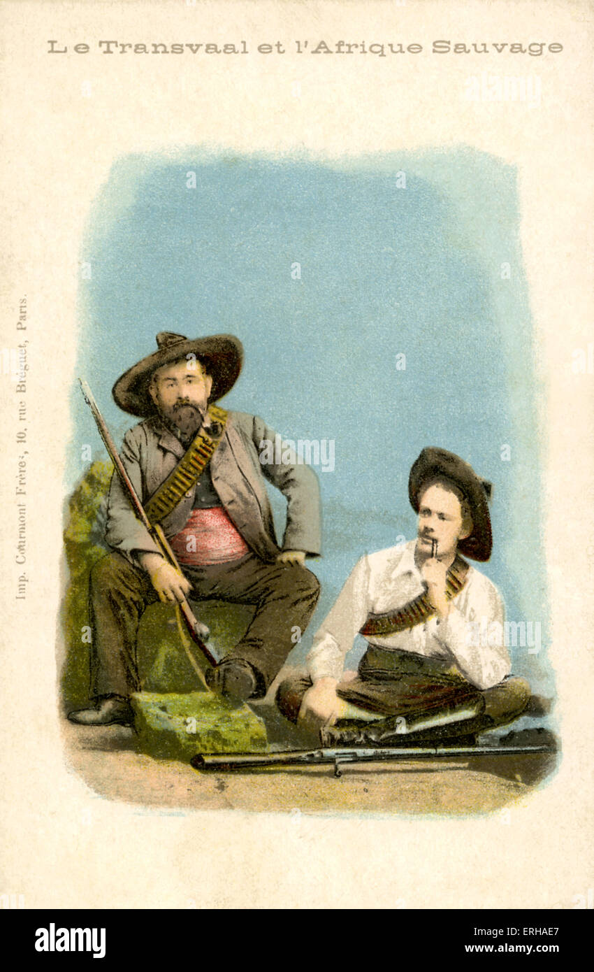 Deux guerriers des Boers, habillés comme des combattants de la Deuxième Guerre des Boers (1899-1902). Sous-titre suivant : "le Luxembourg et l'Afrique sauvage' Banque D'Images