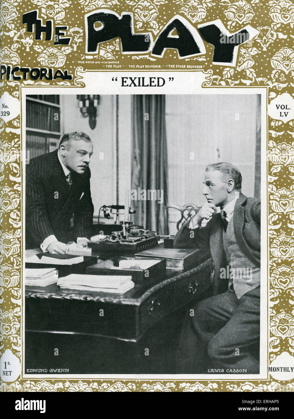 Exilé par John Galsworthy ( 1867-1933), 1929. Titlepage avec Edmund Gwenn (1877-1957, à droite) et Lewis Casson (1875-1969, à gauche). La pièce 55, n° 329, Banque D'Images
