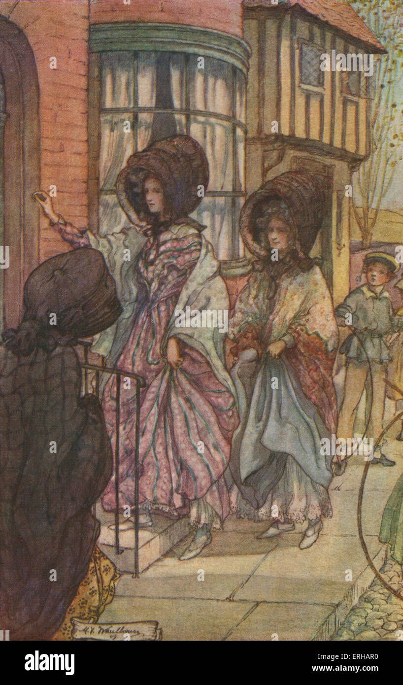 Cranford par Elizabeth Gaskell. Illustrations de M V Timonerie (1895-1933). Sous-titre suivant : La soirée de printemps se Banque D'Images