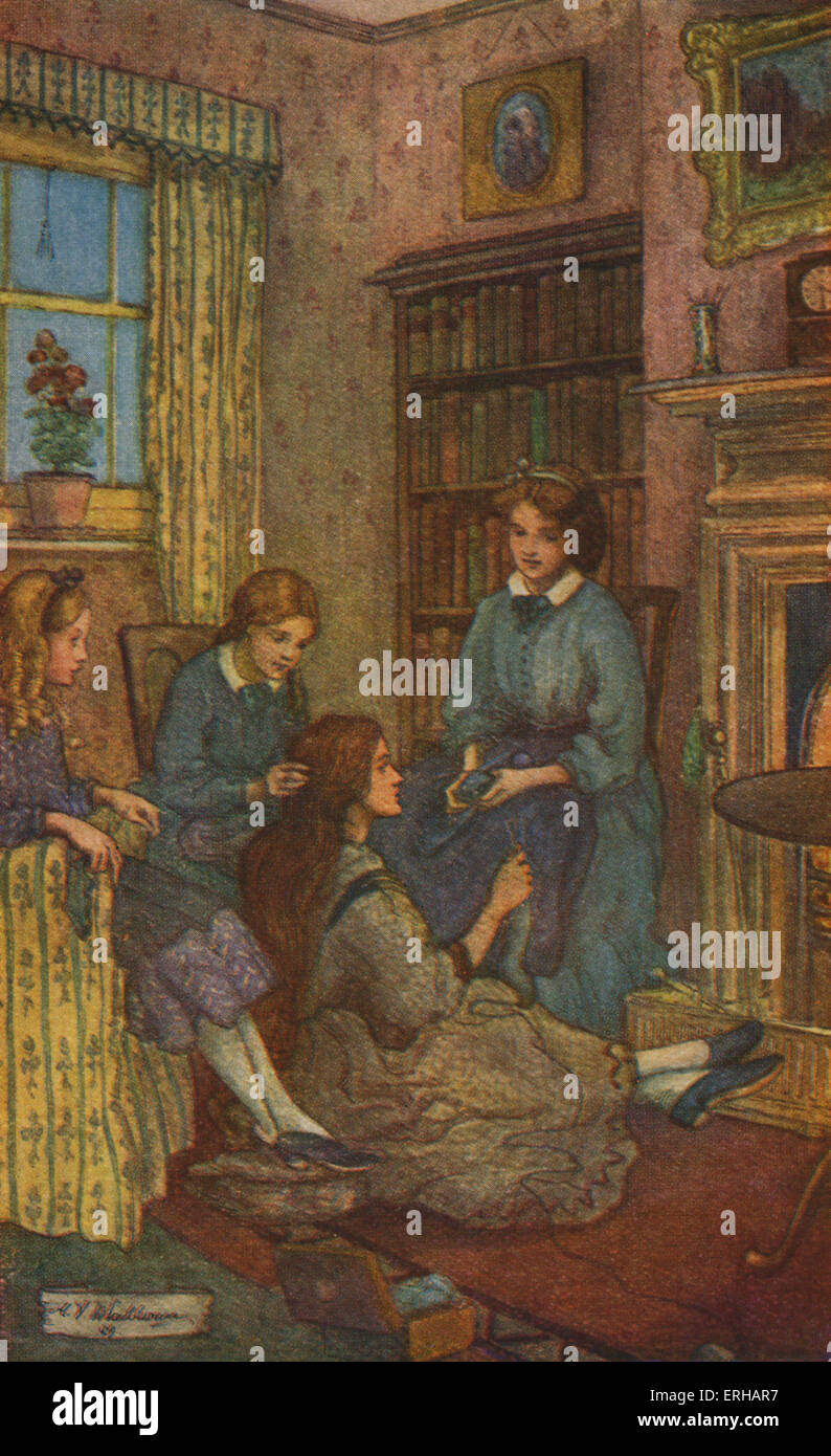 Little Women de Louisa M Alcott. Illustrations de M V Timonerie (1895-1933). Sous-titre suivant : le peu de femmes (chapitre 1). Banque D'Images