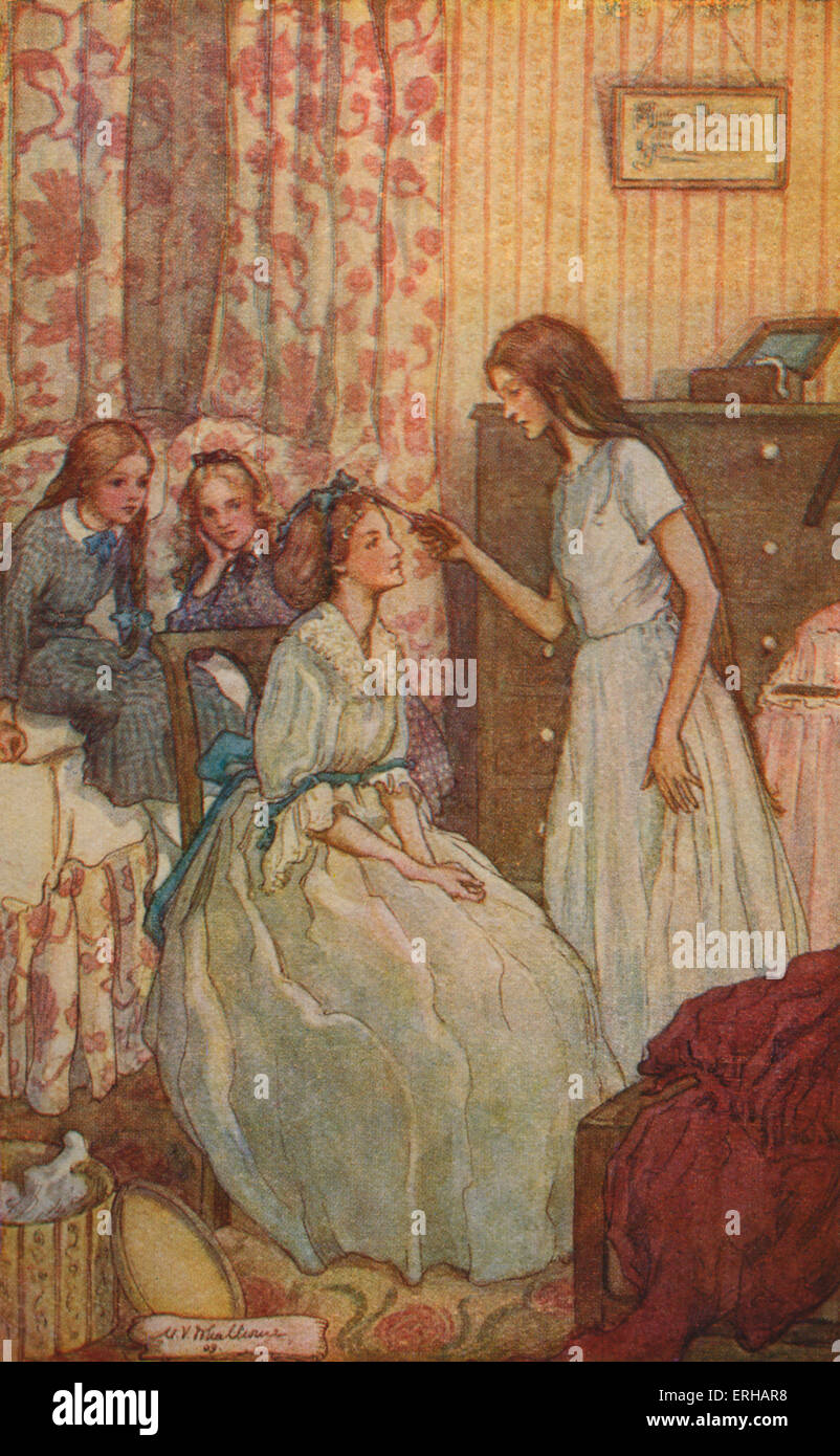 Little Women de Louisa M Alcott. Illustrations de M V Timonerie (1895-1933). Sous-titre suivant : "ils devraient à fumer comme ça ?" Banque D'Images