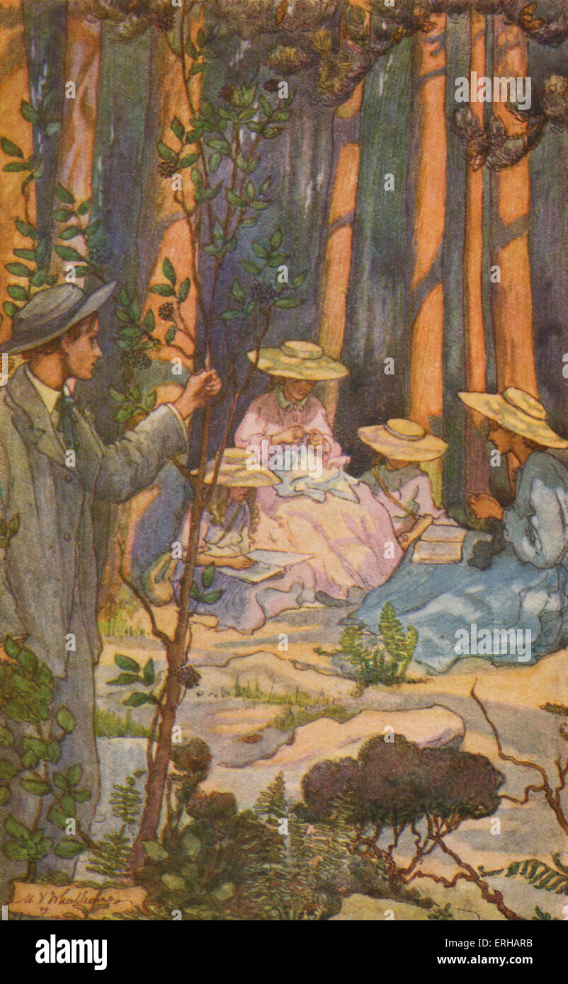 Little Women de Louisa M Alcott. Illustrations de M V Timonerie (1895-1933). Sous-titre suivant : ' Voici un paysage !' pensa Banque D'Images