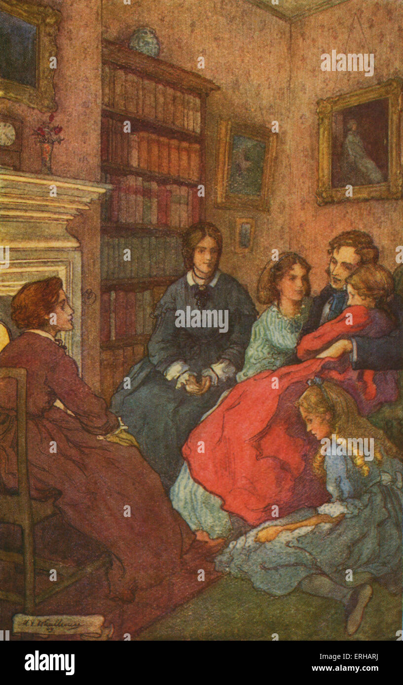 Little Women de Louisa M Alcott. Illustrations de M V Timonerie (1895-1933). Sous-titre suivant : twilight comme recueillie, l'heureux Banque D'Images