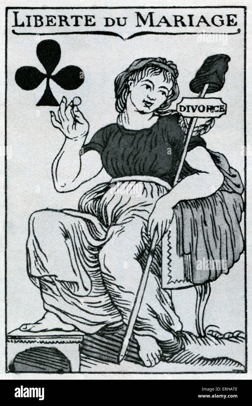 La liberté du mariage (Liberte du Mariage) de l'ace of clubs sur un jeu de cartes médiéval français. Banque D'Images
