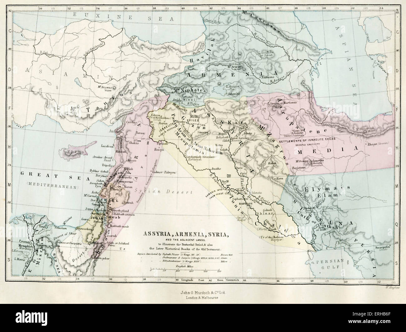 Carte de l'Assyrie, l'Arménie, la Syrie et les terres adjacentes. Carte du xixe siècle représentant la période patriarcale et le plus tard Banque D'Images