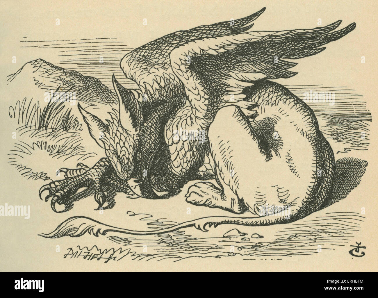 La Gryphon, Lewis Carroll (1832-1898) livre 'Alice's Adventures in Wonderland". Illustré par John Tenniel. La Gryphon Banque D'Images