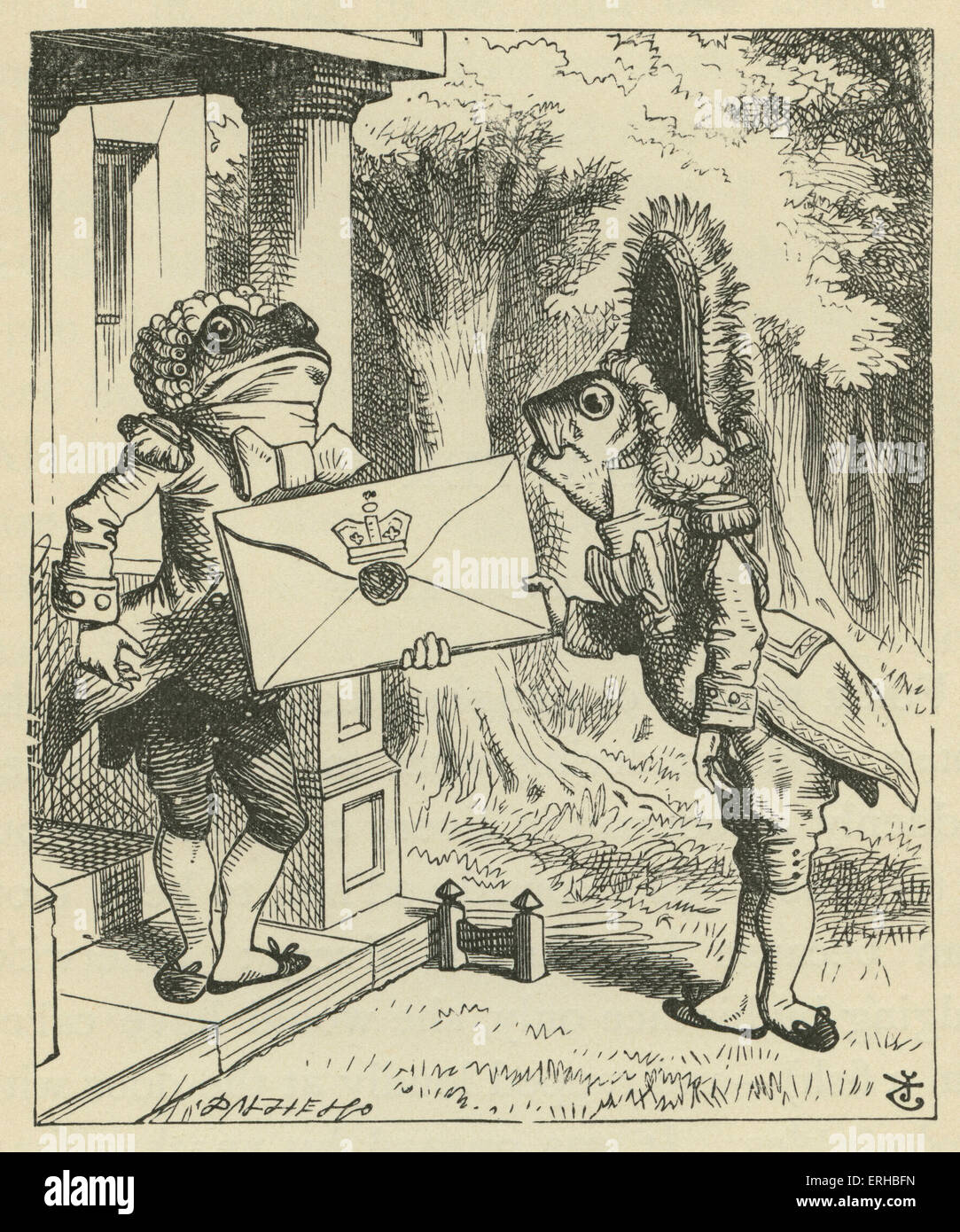 Le Fish-Footman, Lewis Carroll (1832-1898) livre 'Alice's Adventures in Wonderland". Illustré par John Tenniel. Un Banque D'Images