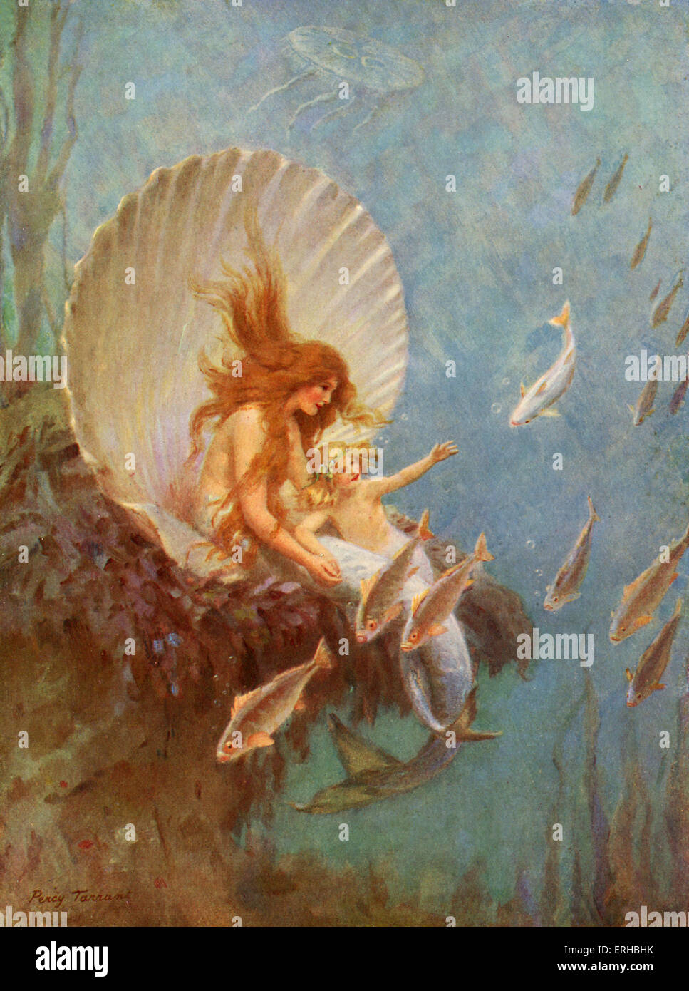 Le Mermaid Princess, après le conte de Hans Christian Anderson (1805-1875). Illustration par Percy Tarrant (1881-1930) Banque D'Images