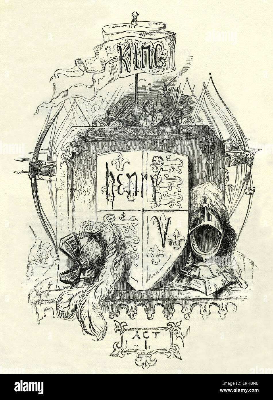 Le Roi Henri V - Page de titre anglais poète et dramaturge, baptisé le 26 avril 1564 - 23 avril 1616. Banque D'Images