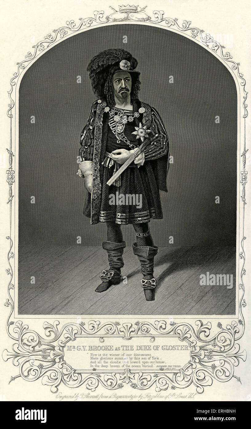Le roi Richard III de William Shakespeare l'Acte I Scène 1 - 'Mr. G. C. Brooke comme le Duc de Gloucester / Gloster.' Sous-titre suivant Banque D'Images