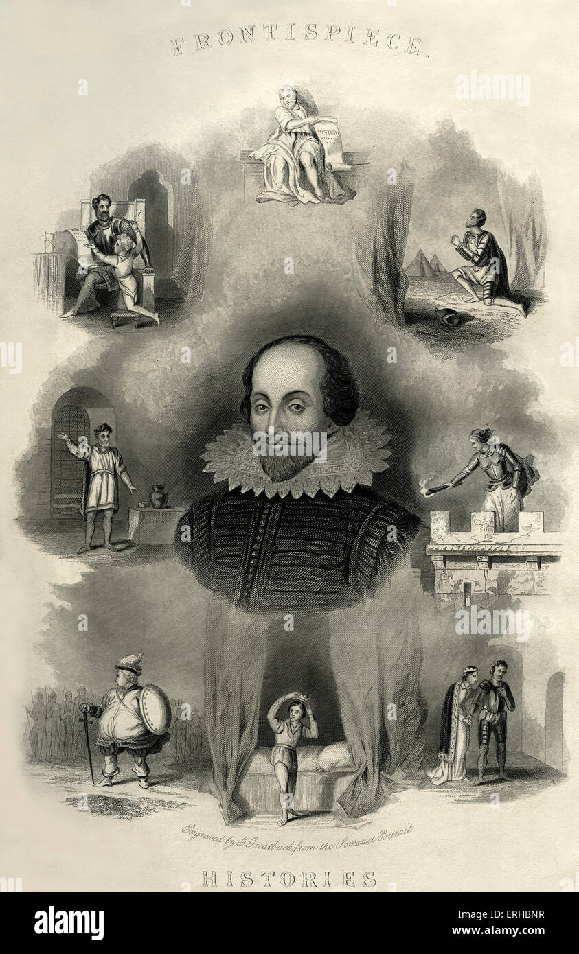 William Shakespeare - Histoire frontispice. Gravure de G. Greatbach du portrait du Somerset. Banque D'Images
