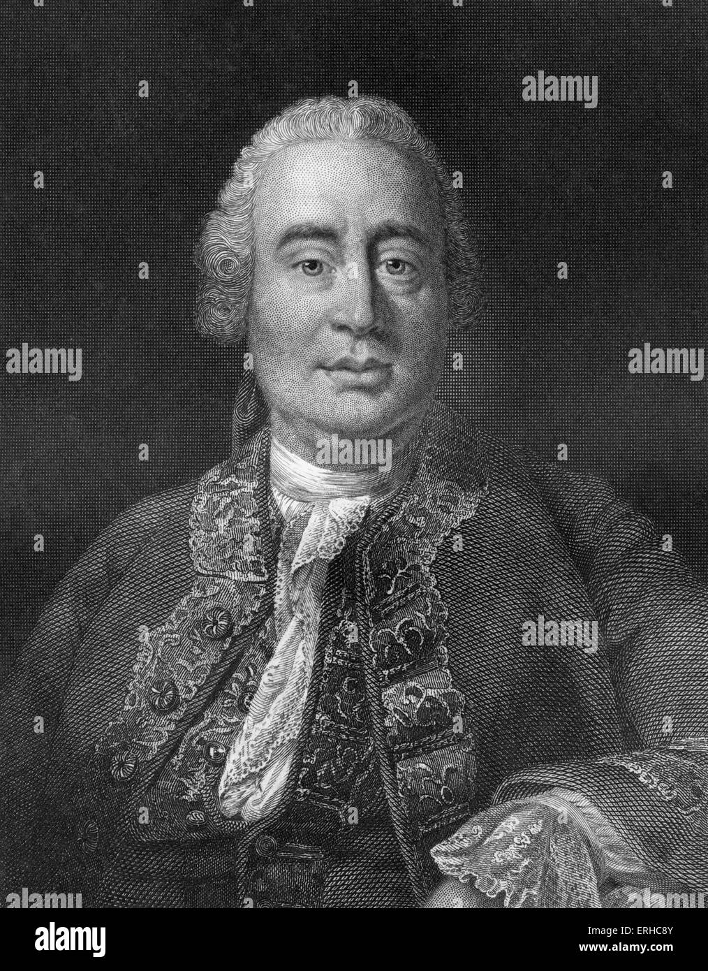 David Hume, portrait. Philosophe écossais, historien et essayiste, 7 mai 1711 - 25 août 1776. Banque D'Images
