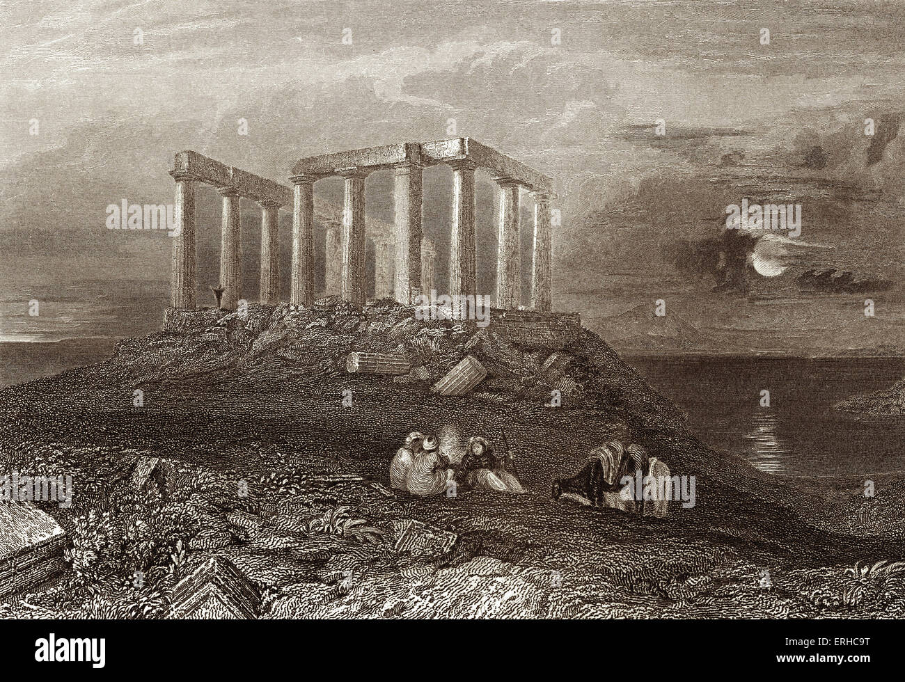 Temple de Minerve Medica, Cap Colonna, Italie. L'ancienne Constantinople, ruine de la fin de la Rome Impériale, 19e siècle. Après la Banque D'Images