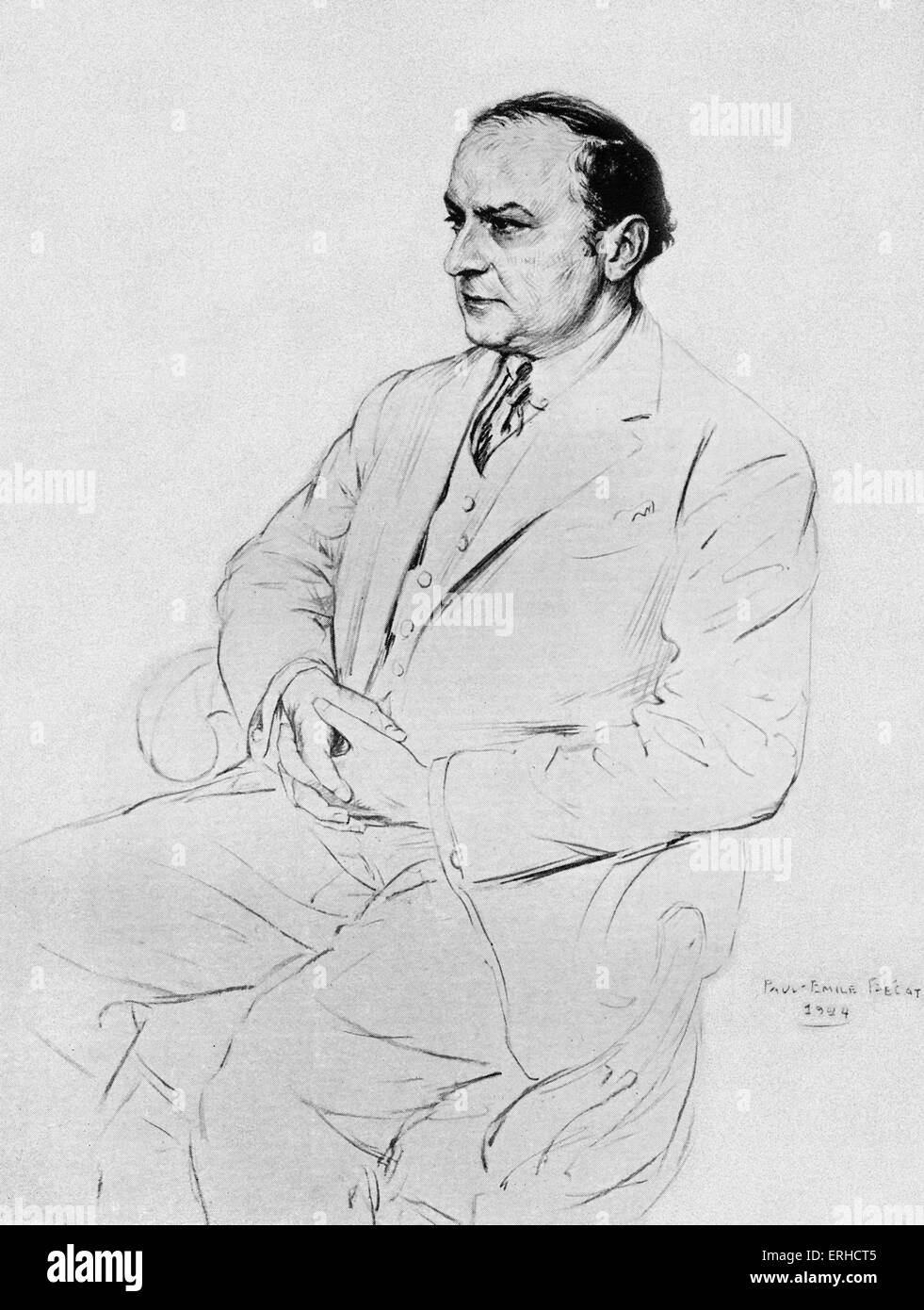 Léon-Paul Fargue, portrait. Poète et essayiste français, 4 mars 1876 - 24 novembre 1947. Après l'illustration par Paul-Émile Banque D'Images