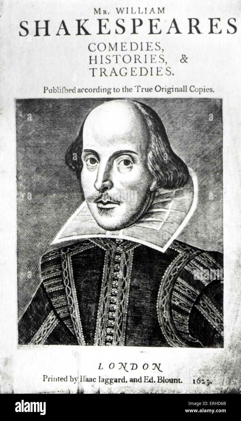 Shakespeare. Plus le portrait authentique de Shakespeare à partir de la première édition folio de l'œuvre de Shakespeare 1623. Connu sous le nom de Banque D'Images